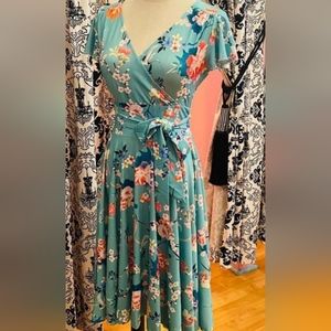 Hell bunny teal Midori retro dress 2x